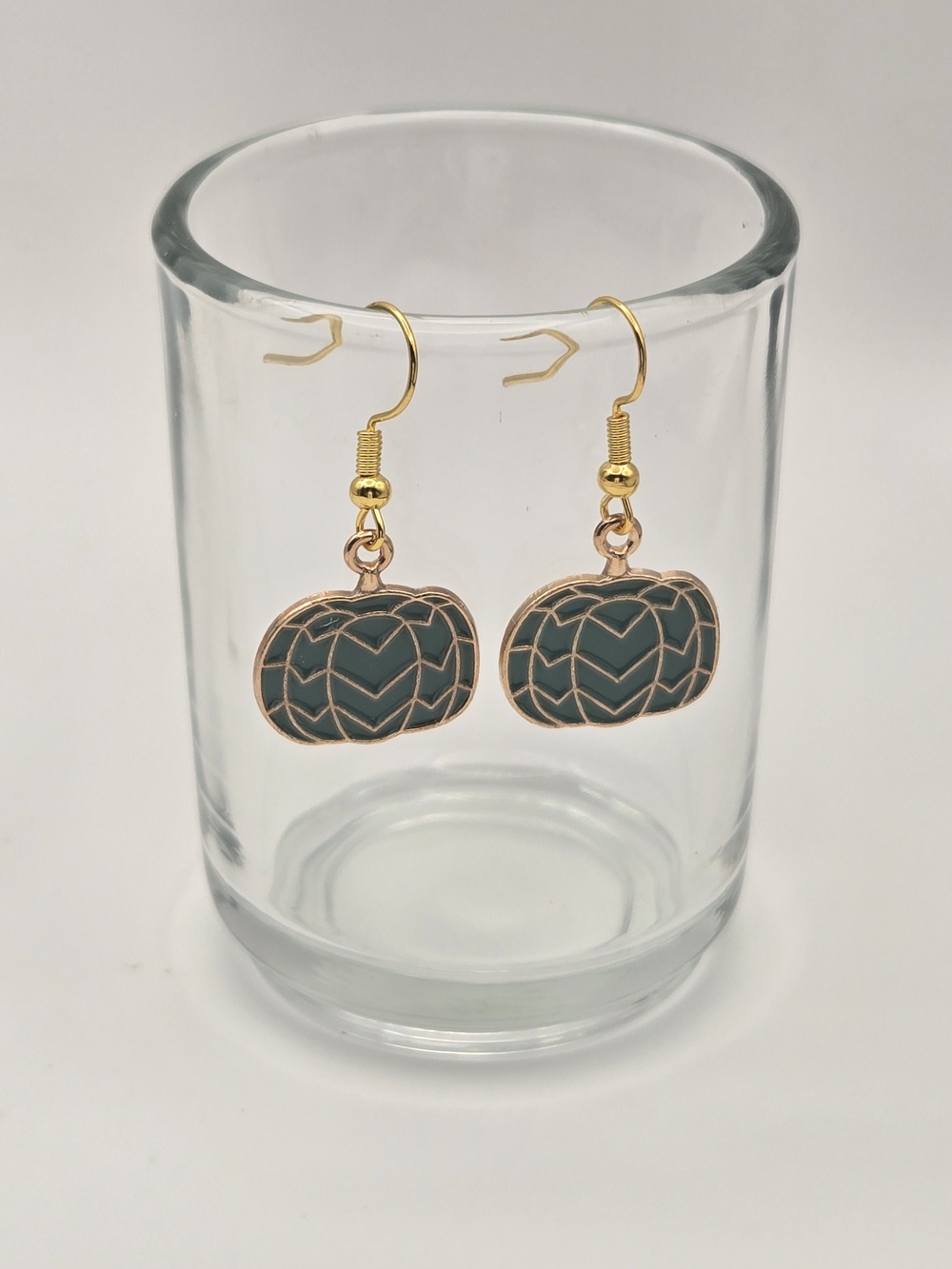 Gold-Tone Teal Enamel Drop Earrings